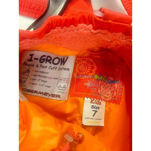 Obermeyer Kids I-Grow Snow Bib Pants Adjustable Straps Size 7 Peony red - Picture 3 of 5